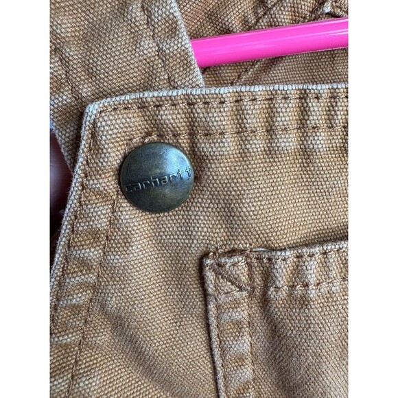 Carhartt Baby Infant Brown Tan Canvas Bib Overalls 6 Months Snap‎ Leg Unisex - Picture 7 of 8